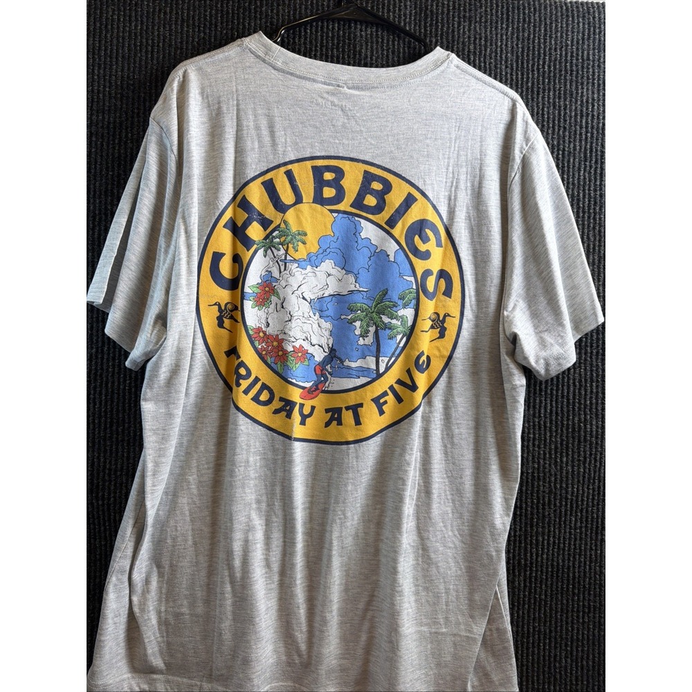 NWT Chubbies Men's Friday At Five Graphic Gray Stretch T-Shirt Size XL